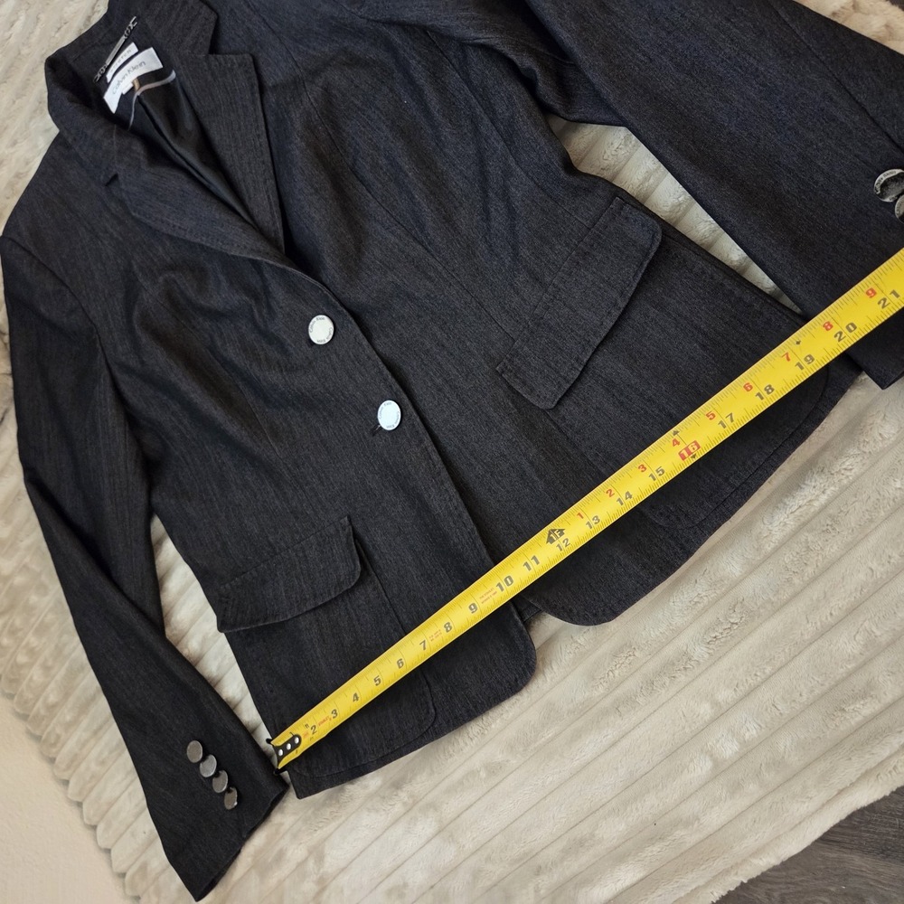 Calvin Klein 14P Blazer Pants Womens Charcoal Grey Two Button Suit Set - Picture 6 of 16